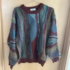 古着 3D柄ニット マルチカラー セーター