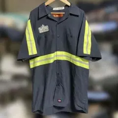 US古着RED KAPレッドキャップネイビー ワークシャツ 企業ロUSAサイズL