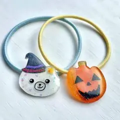 No.95 ハロウィン　魔女　カボチャ　ジャック・オ・ランタン　キッズヘアゴム