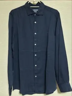 新品　ZARA リヨセル100%　シャツ　ネイビー　 サイズL