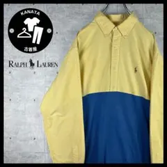 【ラルフローレン　シャツニット　黄　青　メンズ　カラーポニー　ワンポイント刺繍】
