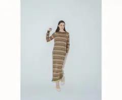 PINUE マルチボーダーニットワンピース