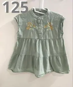 【グリーンレーベルリラクシング】 花柄胸下切り替えティアードブラウス　１２５