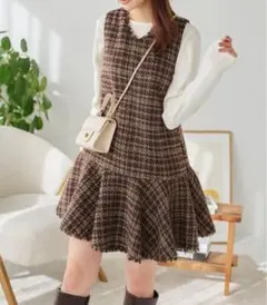 KOBE LETTUCE ツイードジャンスカ ブラウン M