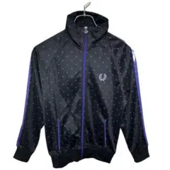 【希少XS】フレッドペリー 海外正規品 トラックジャケット ドット 黒 紫
