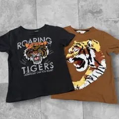 H&M タイガー スパンコール Tシャツ 2枚セット 120