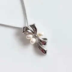 TASAKI 田崎真珠 本真珠 SILVER 925 リボンモチーフ ネックレスのサムネイル