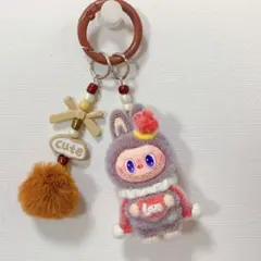 可愛いラブブぬいぐるみのキーホルダー♡王冠＆マント labubu 白茶色1個
