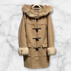 SPIGA ベージュ ダッフルコート あたたかいコート ファー素材付き