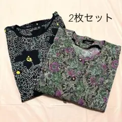 ミセスブラウス 2着まとめ売り L相当 花柄 総柄 シニア 軽量
