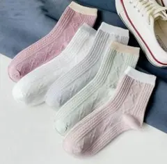 靴下 レディース 5足セット クルーソックス 綿 スニーカー くつした 無地