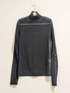 CFT シアーハイネック長袖トップス　シースルー ブラック　M~L