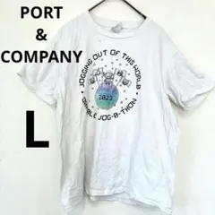 ジョギング　プリントTシャツ　カットソー　海外古着　ロボット 【L】ホワイト