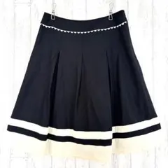 クリアインプレッション カシミヤ混 ボックスプリーツ スカート 【M】 ひざ丈のサムネイル