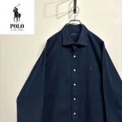超人気❗️ラルフローレン　ワンポイントロゴシャツ　XXL90s刺繍古着希少レア長袖