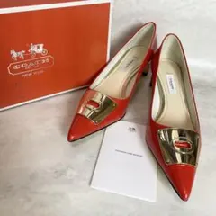【美品】 COACH コーチ チャンキーヒール パンプス レッドのサムネイル