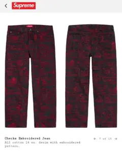 シュプリーム Supreme Checks Embroidered Jean