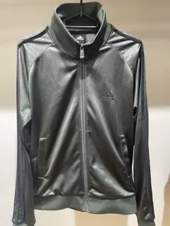 adidas ダークグレー ジップアップジャケット　光沢