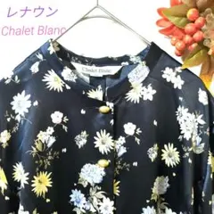 レナウン/Chalet Blanc ロングワンピース 花柄 F チャイナドレス風