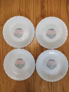 ヤマザキ春のパン祭りパンまつりのお皿2023年白いフローラルディッシュ4枚