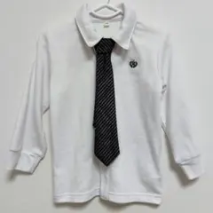ポロシャツ リバーシブルネクタイ付き ホワイト 100サイズ 長袖 キッズ
