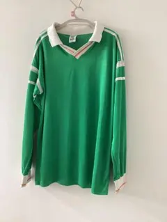 【超希少 デサント製】80s〜90s adidas Vネック長袖ゲームシャツ L