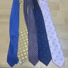 断捨離★中古ネクタイ 5本セット 多様なデザイン絹100renoma等水玉