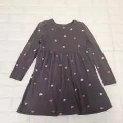 H&M キッズ　長袖ワンピース グレー ハート柄　120