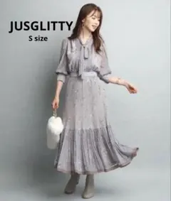 ジャスグリッティー★配色プリーツプリントワンピース