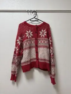 SM2 マシンウォッシャブル 雪柄ジャカード 前後2WAY 赤