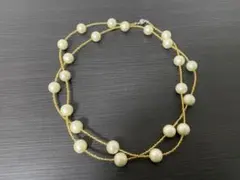 クリーム色のパール 2重ネックレス