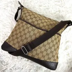 美品✨グッチ ショルダーバッグ GG キャンバス レザー パンチング