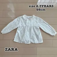 【美品】 ZARA baby ドット柄 白ブラウス 2-3years 98cm