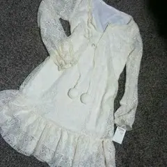 【新品】チュニック レース ワンピース ワンピ S～M  オフホワイト