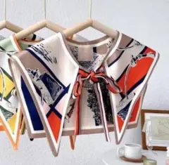 新品　ストール つけ襟 オレンジ　ポニー 馬柄　お洒落　スカーフ風