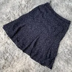 アリスバーリー ひざ丈フレアスカート ネイビー(ドット柄) サイズ11