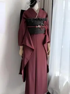 振袖　ワインレッド　黒帯のサムネイル