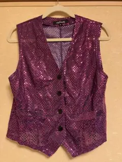 紫色 スパンコール ベスト Mサイズ