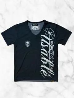 y2k 古着 英字 ラメ Vネック レイヤード リブTシャツ 黒 グランジのサムネイル