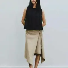 ZARA サロンスカート リボン ラップスカート アシンメトリー チノ ザラのサムネイル