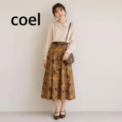新品✨ COEL レトロ レザー チェック柄 プリーツスカート ロングスカートのサムネイル