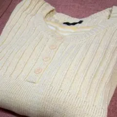 長袖ニット セーター ヘンリーネック ラメ入り