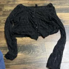 SHEIN ブラックレースカーディガン（透け素材）Lサイズ