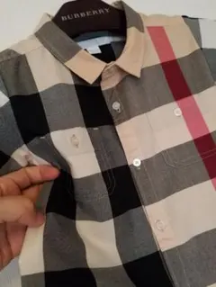 バーバリーチェックシャツ　ベージュ希少人気メガチェック春夏秋○
