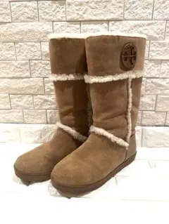 美品 TORY BURCH ムートンブーツ 約24.5cmベージュ　茶