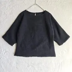 ur’s ユアーズ ツイード 半袖 トップス 黒 M きれいめ 美品のサムネイル