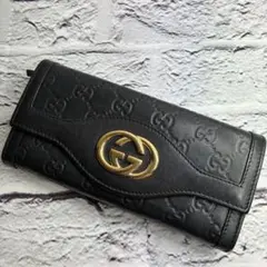 GUCCI グッチ 長財布 インターロッキング ブラック グッチシマ GG