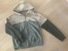 GAP KIDS 14-16 XXL ジップアップパーカー ベージュ/グリーン