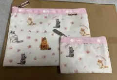 ★Lesportsac × MAQUIA 猫×桜柄キュートポーチセット★マキア