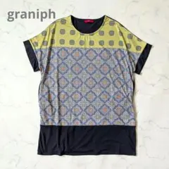 graniph グラニフ 総柄 切替 チュニック ひざ丈ワンピース ネイビー Fのサムネイル